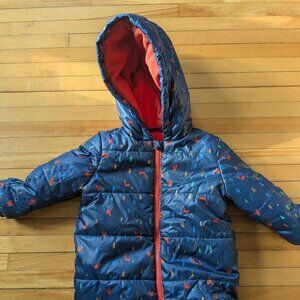 Fleece lined insulated winter bodysuit, 12-18 mos